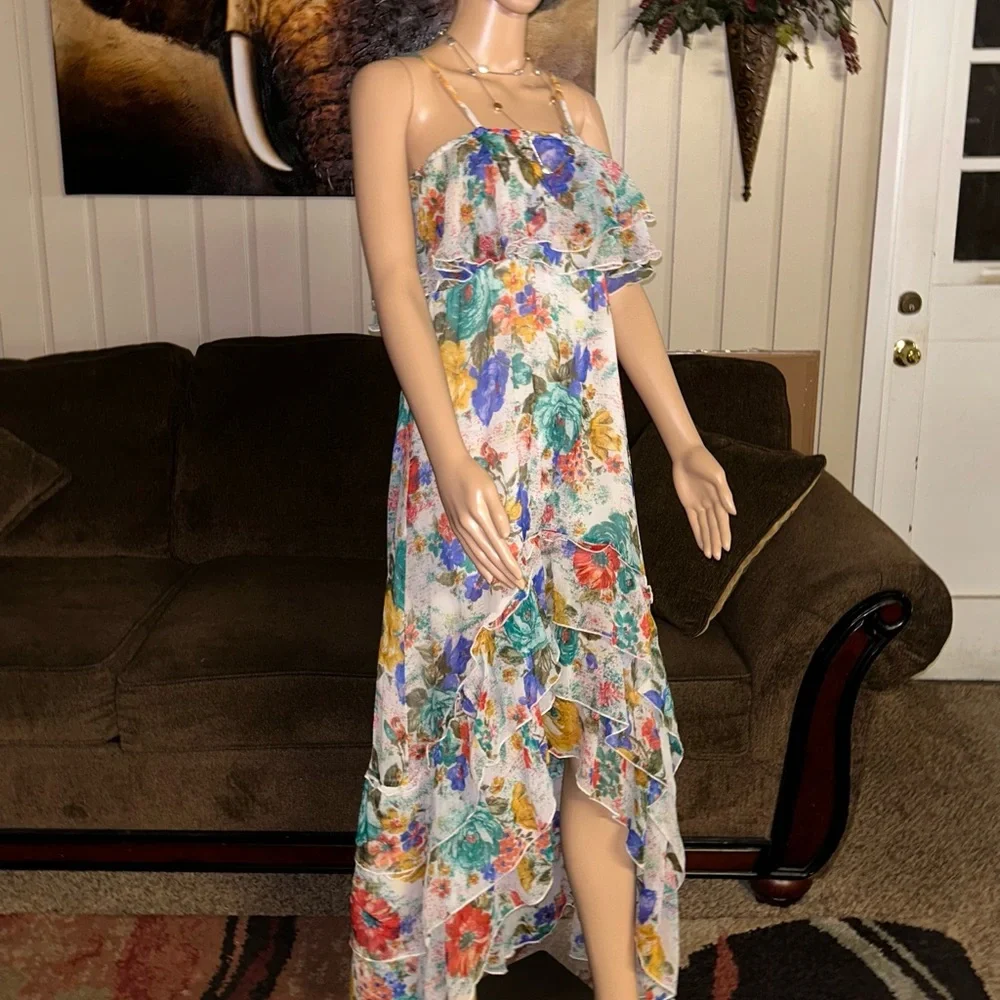 Milly ~ Women’s Medium ~ Multi-Colors ~ Floral ~ Maxi ~ Asymmetrical ~ Dress - Picture 9 of 16
